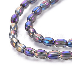 電気メッキガラスビーズセット  オーバル  ミックスカラー  6.5x4.5mm  穴：1mm  約60~65個/連  15.16~15.94インチ（38.5cm〜40.5cm）&nbsp;EGLA-T020-11