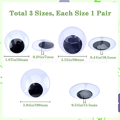 3 Pairs 3 Styles Plastic Eye Cabochons&nbsp;KY-GF0001-54