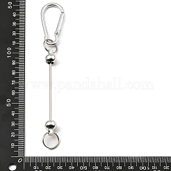 アルミ製クライミングカラビナ  ビーズ付き鉄製キー留め  銀  146mm&nbsp;X1-AJEW-B025-04