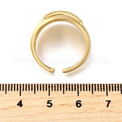 Brass Micro Pave Cubic Zirconia Adjustable Open Cuff Rings for Women&nbsp;RJEW-K292-11G
