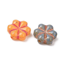 手作りランプワークビーズ  花  ゴールドライン入り  ミックスカラー  13x12x5mm  穴：1.1mm&nbsp;LA-CBAD2DB-03C