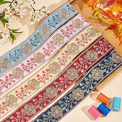 5 Yards 5 Colors Polyester Embroidery Flower Ribbon&nbsp;OCOR-FG0001-87