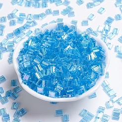 MIYUKIティラビーズ  日本製シードビーズ  2穴  （tl260)透明なアクアab  5x5x1.9mm  穴：0.8mm  約590個/50g&nbsp;SEED-X0054-TL260
