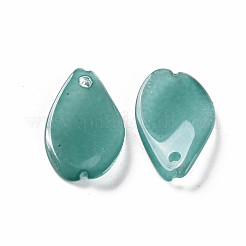 塗装ガラスペンダントスプレー  花弁  ティール  16x9.5x2mm  穴：1mm&nbsp;GLAA-S190-014F-06