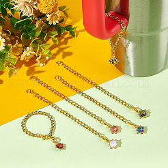 Flower Brass Micro Pave Cubic Zirconia Cup Charms&nbsp;HJEW-UN00018