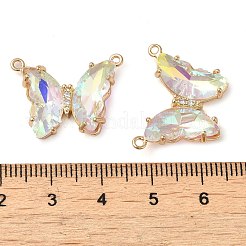 Brass Pave Faceted Glass Connector Charms&nbsp;FIND-Z020-03H