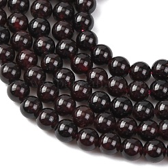 天然石ガーネットビーズ連売り  ラウンド  4mm  穴：0.5mm  約98個/連  15.5インチ（39.5cm）&nbsp;G-J376-37-4mm