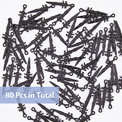 合金ペンダント  剣  電気泳動黒  30x8.5x2.5mm  穴：1.6mm  80個/箱&nbsp;FIND-DC0003-52