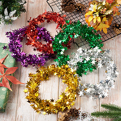 PVC Sparkly Star Metallic Garland with Iron Wire&nbsp;AJEW-TAC0034-08C