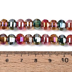 電気メッキ透明ガラスビーズ連売り  ランタン  多面カット  ミックスカラー  8~8.5x6~6.5mm  穴：1~1.4mm  約52~56個/連  13.58~14.37インチ（34.5~36.5cm）&nbsp;EGLA-N022-14A-B01