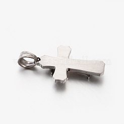 変色しにくい人気のファッションバイカラー201ステンレススチールクロスペンダント  ステンレス鋼色  28.5x18x5mm  穴：4.5x6mm&nbsp;STAS-F010-41P