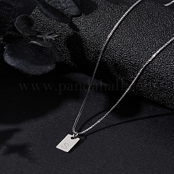 1Pc Stainless Steel Letter Rectangle Pendant Necklaces&nbsp;NJEW-LP0001-34S-P