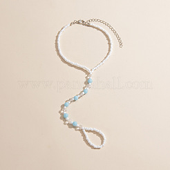 Luminous Resin Round Beaded with Glass Seed Beaded Anklets&nbsp;WG45460-03