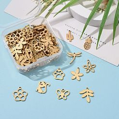 100Pcs 10 Style 304 Stainless Steel Pendants&nbsp;STAS-LS0001-32G