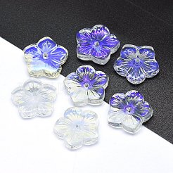 透明ガラスビーズ  花  ABカラー  クリアAB  12x13x3mm  穴：1.2mm&nbsp;GLAA-H016-10J-6
