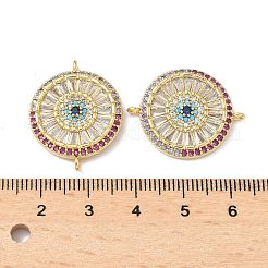 真鍮パヴェ カラフル キュービックジルコニア ディスク コネクタ チャーム  鉛フリー＆カドミウムフリー  長持ちメッキ  ラックめっき  18KGP本金メッキ  25.5x20.5x4mm  穴：1.5mm&nbsp;KK-Q068-52G