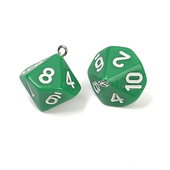 アクリルパーツ  プラチナアイアンループ付き  [10]面  サイコロ  シーグリーン  25x21.5x21.5mm  穴：2mm&nbsp;OACR-Q103-01F
