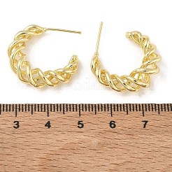 女性用ツイスト真鍮スタッドピアス  ハーフフープピアス  ゴールドカラー  22x23x6.5mm&nbsp;KK-CBAD851-29G