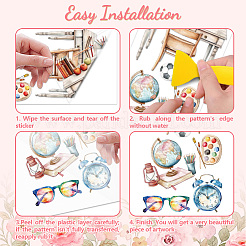3 シート 3 スタイル pvc 防水装飾ステッカー  家具装飾用の粘着性の花柄デカール  混合図形  300x150mm  1枚/スタイル&nbsp;DIY-WH0404-563