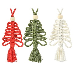 3Pcs 3 Colors Handmade Macrame Cotton Christmas Tree Pendant Decoration&nbsp;HJEW-JM02708