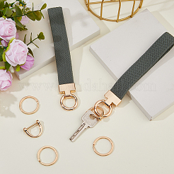 2 Sets Zinc Alloy Nylon Rubber Keychains&nbsp;KEYC-HS0001-12B