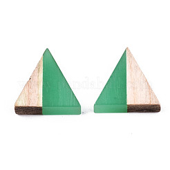 半透明の樹脂と木製のカボション  三角形  ミックスカラー  15x14.5x3mm&nbsp;CRES-N028-001A-A