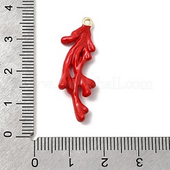 合金エナメルチャーム  珊瑚の形をしたチャーム  ゴールドカラー  レッド  32.5x10.5x5mm  穴：1.4mm&nbsp;ENAM-L052-01G-03