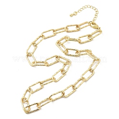 Brass Textured Paperclip Chain Necklaces&nbsp;NJEW-A042-15G