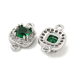 Brass Pave Clear & Green Cubic Zirconia Connector Charms&nbsp;KK-P275-47P
