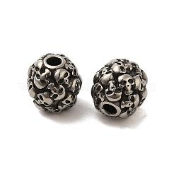 レトロ ロンデル スカル 316 ステンレス スチール ヨーロピアン ラージ ホール ビーズ  10x10mm  穴：2.5mm&nbsp;LS-STAS-F072-05-01