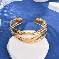 304 Stainless Steel Cuff Bangles for Women&nbsp;BJEW-G749-17G