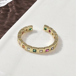 女性のための真鍮マイクロパヴェキュービックジルコニアカフリング  長持ちメッキ  ラックめっき  鉛フリー＆カドミウムフリー  18KGP本金メッキ  3mm&nbsp;RJEW-H256-09G