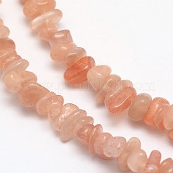 チップ天然サンストーンビーズ連売り  3~8x3~12x3~5mm  穴：1mm  約32インチ&nbsp;X-G-N0164-54