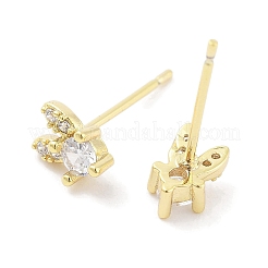 Brass Pave Clear Cubic Zirconia Stud Earring&nbsp;EJEW-S217-G02