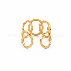 Ion Plating(IP) 304 Stainless Steel Interlocking Oval Open Cuff Ring&nbsp;RJEW-S405-147G
