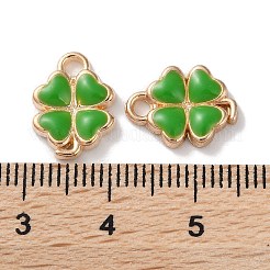 合金エナメルチャーム  クローバーチャーム  ライムグリーン  13.5x10x2mm  穴：1.8mm&nbsp;ENAM-O001-03B-G