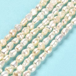 天然ケシパールビーズ連売り  研磨両側  グレード3 A  バロック真珠  リネン  3~4x5~6mm  穴：0.5mm  約56~62個/連  13.77''~14.17''（35~36センチメートル）&nbsp;PEAR-E016-102