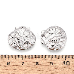 304ステンレススチールのシェル型、ヒトデと巻貝のペンダント付き  ステンレス鋼色  19x20x5mm  穴：1.2mm&nbsp;STAS-T069-46P