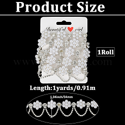 Flower Plastic Pearl & Iron & Crystal Rhinestone Chains&nbsp;CH-WH20003-01