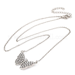 Brass & Plastic Imitation Pearl Buttefly Pendant Necklaces&nbsp;NJEW-F326-05P