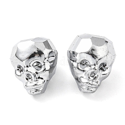 電気めっきガラスビーズ  メタリック性の  多面カット  スカル  ミックスカラー  16x13x14~14.5mm  穴：1.6mm&nbsp;EGLA-A006-01