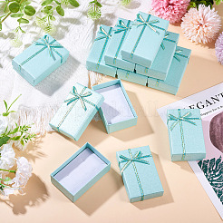 厚紙ジュエリーセット梱包箱  内部のスポンジ  リング用  小さな時計  ネックレス  イヤリング  ブレスレット  長方形  淡いターコイズ  7.7x4.8x2.7cm&nbsp;CON-TAC0008-03A