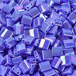 MIYUKIティラビーズ  日本製シードビーズ  2穴  （tl483)不透明ツルニチニチソウab  5x5x1.9mm  穴：0.8mm  約118個/10g&nbsp;X-SEED-J020-TL0483