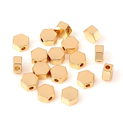 真鍮ビーズ  六角  長持ちメッキ  18KGP本金メッキ  5.5x6.5x3mm  穴：1.5mm&nbsp;LS-KK-E787-04G