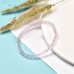 子供のためのファセットガラスロンデルビーズストレッチブレスレット  透明なガラスのブレスレット  ピンク  4x3.5mm  内径：1-7/8インチ（4.8cm）&nbsp;BJEW-JB06807-25