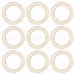 ウッドペンダント  リング  アンティークホワイト  42x2.5~3mm  穴：2mm&nbsp;WOOD-TAC0003-05B