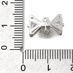 真鍮製マイクロパヴェキュービックジルコニアペンダント  ちょう結びのチャーム  プラチナ  9.5x15x6mm  穴：1.2mm&nbsp;LS-KK-U061-22P