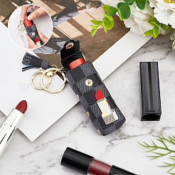 PU Leather Lipstick Holder Keychains&nbsp;AJEW-WH0248-226C