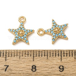 合成ターコイズペンダント  真鍮のスターチャーム  ニッケルフリー  18KGP本金メッキ  11.5x10x2.5mm  穴：1.2mm&nbsp;GG-CBAE681-04G