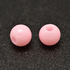 ラウンド不透明なアクリルスペーサービーズ  ピンク  4mm  穴：1mm  約14000個/500g&nbsp;MACR-I036-4mm-08